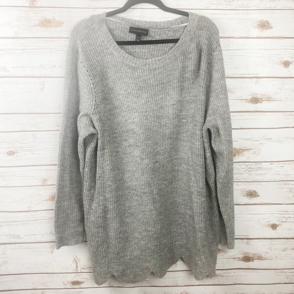 Lane Bryant Gray Sweater with Scallop Hem and Sparkle thread Sz. 18/20